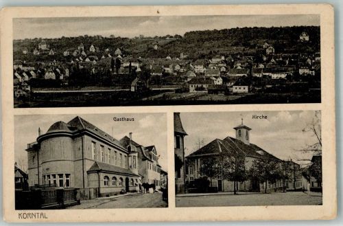 70825 W7015 Korntal Gebrauchsspuren Gasthaus Kirche