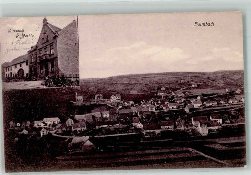 55779 W6589 Heimbach , Nahe 1913 Gebrauchsspuren Gasthaus Werkle Bahnpost Baumholde-Heimbach Zug 391 Kl. Stauchung