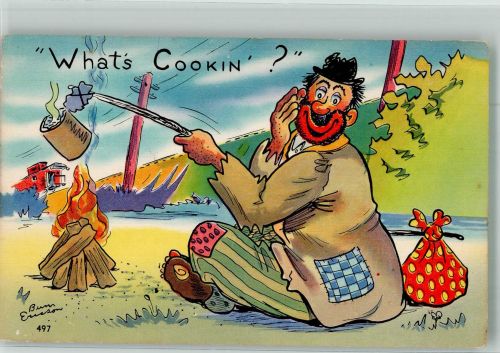 sign. Ericson Bum Humor What`s Cookin Vagabund Künstlerkarte
