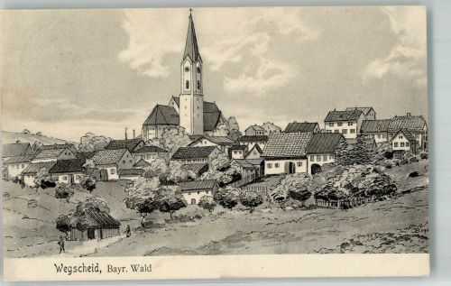 94110 W8396 Wegscheid , Niederbay 1912 Gebrauchsspuren Künstlerkarte Wegscheid sign. JB.
