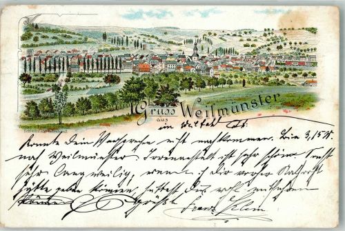 35789 W6292 Weilmünster 1897 Gebrauchsspuren Lithographie Weilmünster Briefmarke fehlt