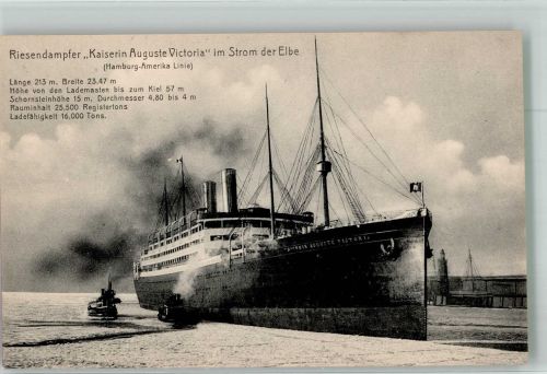 Winter Hamburg Amerika Linie Im Strom der Elbe Dampfer Auguste Victoria / Dampfer Viktoria
