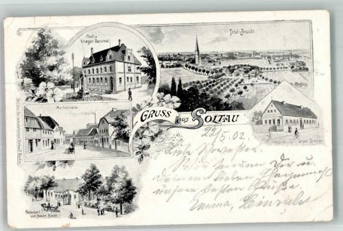 29614 W3040 Soltau 1902 Gebrauchsspuren Gasthaus Stadt Bremen Gasthaus zum Neuen Hause Marktstrasse Post Kriegerdenkmal