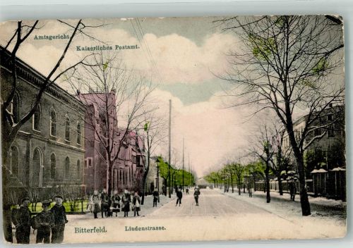 06749 O4400 Bitterfeld Gebrauchsspuren Lindenstrasse Amtsgericht Kais. Postamt Schulkinder Winter