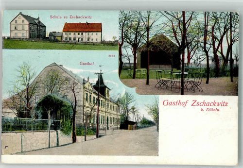 04720 O7301 Zschackwitz 1912 - Gasthaus Zschackwitz Gartenwirtschaft Dorfstrasse Schule