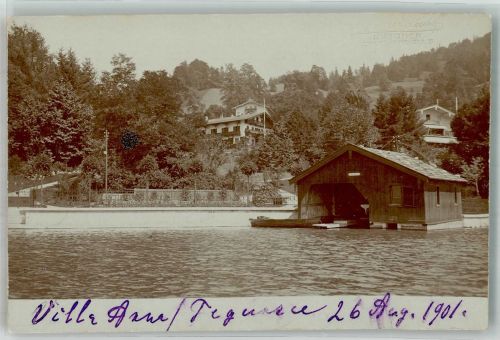 83684 W8180 Tegernsee 1901 Foto AK Villa Anna Tegernsee Bootshäuschen