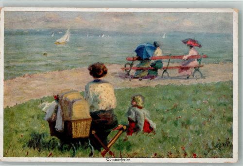 sign. Schwarzmaier Sommerferien Verlag Wohlgemuth & Lissner No. 1172 Primus Künstlerkarte