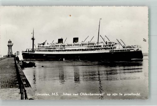 IJmuiden Passagierdampfer MS Johan van Oldenbarnevelt Dampfer Foto AK