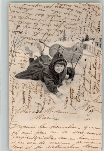 Kind Schlitten Wintersport 1904