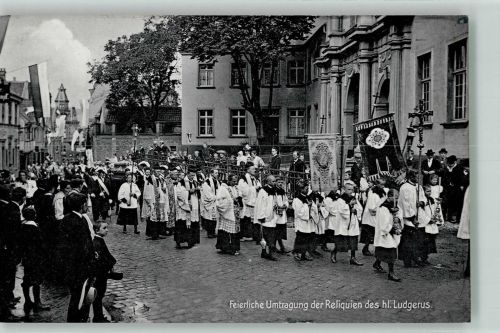 45127 W4300 Werden 1910 Foto AK 1100 Jahrfeier des hl. Ludgerus Mai 1910 Feierliche Umtragung der Reliquien d. hl. Ludgerus