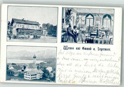 83703 W8184 Gmund a. Tegernsee 1901 - Gasthaus Gaststube Kirche Tegernsee