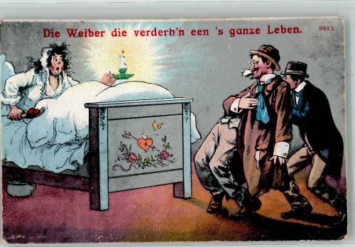 Betrunkener Mann wird heim zur entsetzten Frau gebracht Trinker Humor Ehe Künstlerkarte