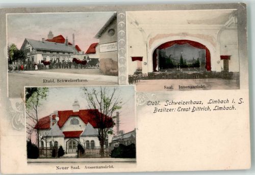 09212 O9102 Limbach-Oberfrohna 1907 - Etablissement Schweizerhaus Neuer Saal Innenansicht