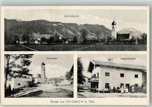 83674 W8178 Gaißach , Oberbay - Dorfstrasse Kirche St. Michael Gasthaus