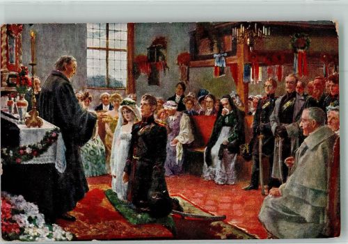 sign. Eichstädt Vor dem Ausmarsch Hochzeit 1913 Künstlerkarte