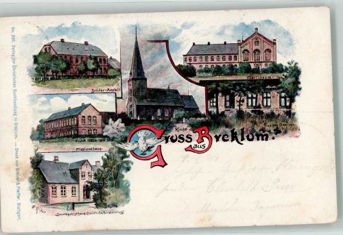 25821 W2257 Breklum 1899 Lithographie / Künstlerkarte Brüder-Anstalt Martineum Missionshaus Prediger Seminar signiert Ronfurt