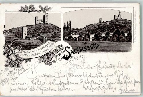 06577 O4733 Heldrungen 1895 Lithographie Verläufer Druck um 1890 Daie Sachsenburg Burgruine