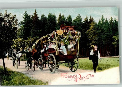 Blumen geschmückte Festkutsche Fahrrad Pfingsten