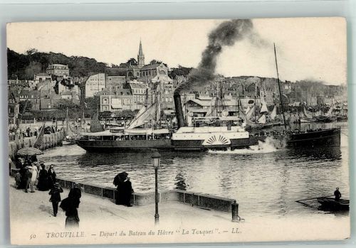 Trouville Raddampfer La Touques im Hafen Binnenschiff