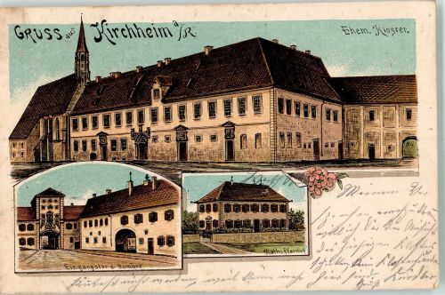 73441 W7085 Kirchheim am Ries 1901 Lithographie Ehemaliges Kloster Eingangstor zur Domaine