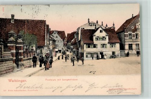 71332 W7050 Waiblingen , Rems 1908 - Postplatz Langestrasse