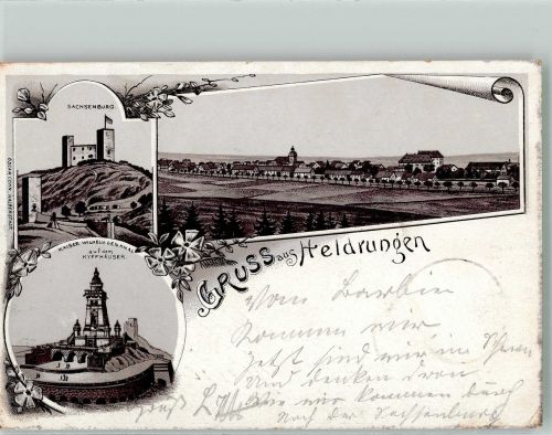 06577 O4733 Heldrungen 1897 Lithographie Verläufer Druck um 1890 Kaiser Wilhelm-Denkmal Sachsenburg