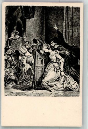 sign. Delacroix, Eugene Szene aus Faust Goethe Künstlerkarte