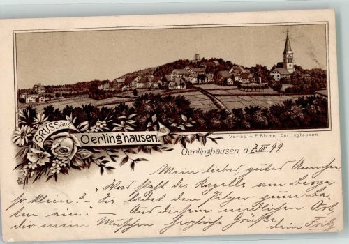 33813 W4811 Oerlinghausen 1899 Lithographie Verläufer Druck um 1890 Alexanderkirche