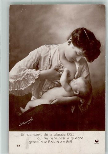 Junge Frau stillt ihr Baby Fotograf Manuel Muttertag 1915
