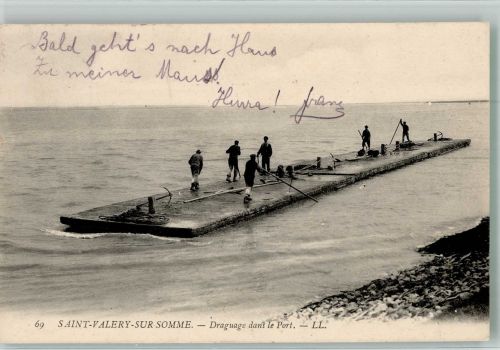 Saint-Valery-sur-Somme Ausbaggerarbeiten im Hafen Ponton Floß 1906