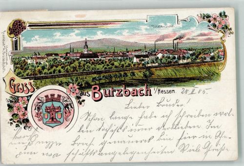 35510 W6308 Butzbach 1905 Lithographie Stadtwappen Butzbach