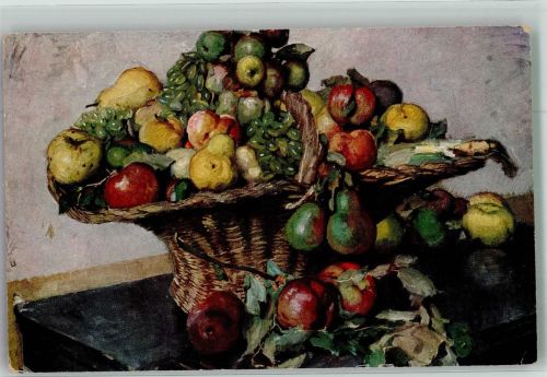 sign. Heilmann Ernst Fruchtkorb Kunst d. Gegenwart No. 19/6 Stillleben 1918 Künstlerkarte
