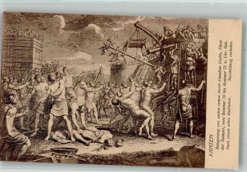 W4232 Xanten Belagerung v. castra vetera d. Claudius Civilis Römer Künstlerkarte