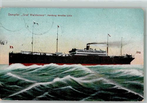 Passagierdampfer Graf Waldersee auf hoher See Verlag Dr. Trenkler & Co. 644 Hapag Lloyd 1908
