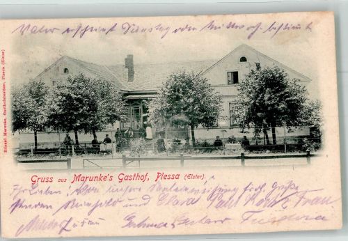 04928 O7907 Plessa 1902 - Gasthaus Marunke Bahnpost Aschersleben- Zug 676