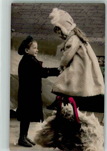 Zwei kleine Kinder in warmer Winterkleidung Kinderpoesie Serie 160-3389 Rotophot
