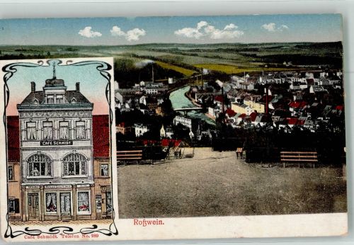 04741 O7304 Roßwein 1924 - Cafe Schmidt Aussichtsplatz Ruhebänke