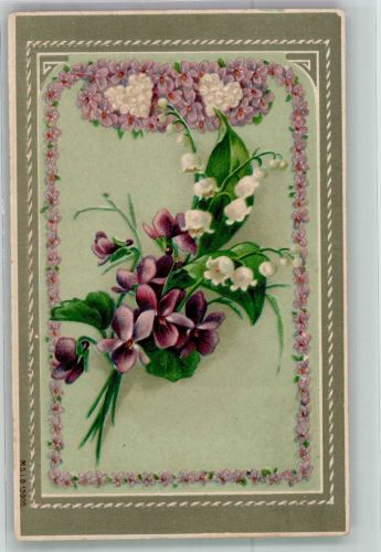 Veilchen mit Maiglöckchen M.S.i.B. 13905 Maiglöckchen 1909 Prägedruck