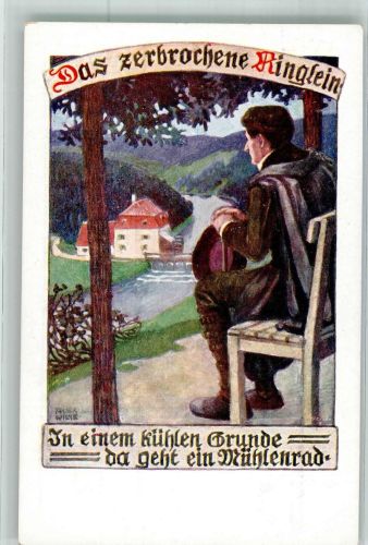 sign. Wilke Deutsche Volkslieder Nr. 33 In einem kühlen Grunde... Bund der Deutschen in Böhmen Künstlerkarte