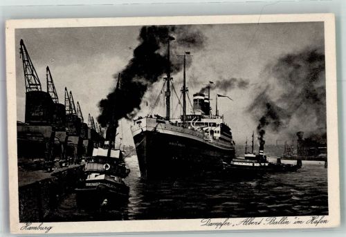 W2000 Hamburg Passagierschiff der Hamburg-Amerika Linie im Hafen Fotograf Hans Hartz Verlag Hans Andres Nr. 8 Dampfer Albert Ballin 1930 Foto AK