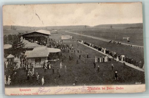 76473 W7557 Iffezheim 1905 Foto AK Iffezheimer Galopprennbahn Tribüne Rennplatz