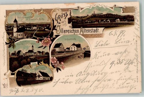 89281 W7919 Altenstadt , Iller 1899 Lithographie Schlossbrücke Schlossbrauerei Verlag Ottmar Zieher-München