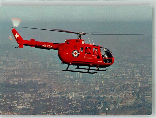 Zürich Ein Rettungshelikopter Typ Bölkow BO-105 der Schweizerischen Rettungsflugwacht Fotograf Engesser Verlag Photoglob 10424 Ort lt. Sonderstempel Hubschrauber 1987 Foto AK
