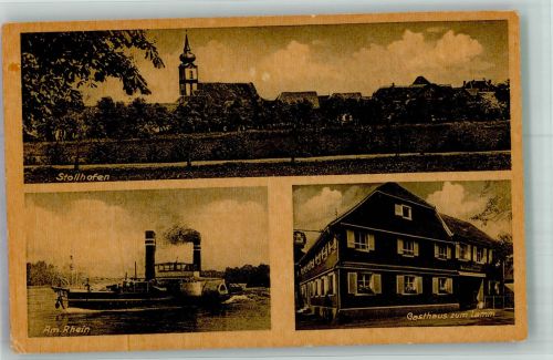 77836 W7587 Stollhofen , Baden - Gasthaus zum Lamm Rheindampfschiff Karte selten