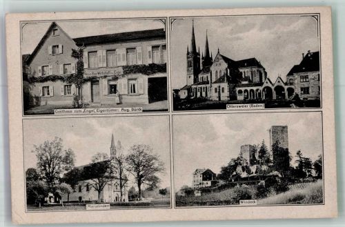 77833 W7583 Ottersweier - Marialinden Gasthaus zum Engel Burg Windeck Bahnpost Frankfurt- Zug 983