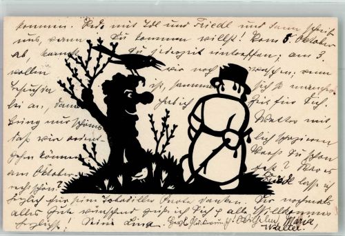 Sprechender Baum mit schmelzendem Schneemann Hessischer Heimat-Verlag 43305 Schwindt, A. 1932 Künstlerkarte