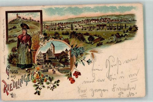 88499 W7940 Riedlingen , Württ 1897 Lithographie Volkstracht Bussen Verlag Ottmar Zieher-München