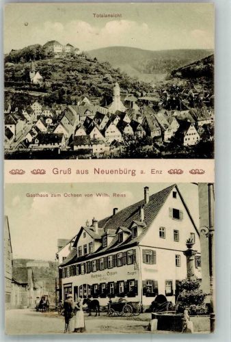 75305 W7540 Neuenbürg , Württ - Gasthaus zum Ochsen Dorfbrunnen