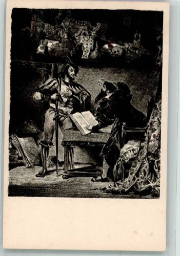 sign. Delacroix, Eugene Szene aus Faust Goethe Künstlerkarte