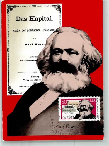 W1000 Berlin Mitte Portrait von Karl Marx VEB Bild und Heimat Ort lt. Sonderstempel Revolution 1983 Foto AK